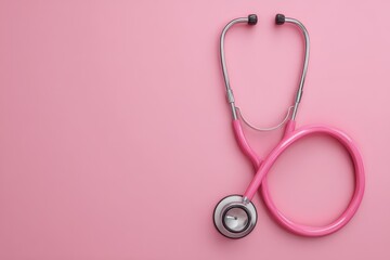 Medical stethoscope on a pink background for health and wellness promotions in clinics, hospitals, or educational materials