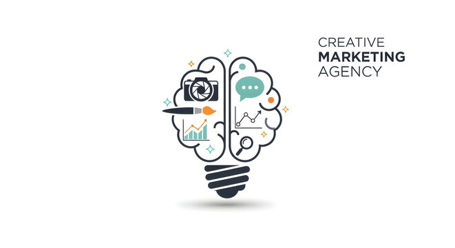 Creative Idea Light Bulb with Marketing Elements