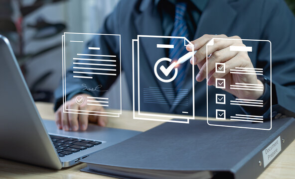 Businessman checking audit documents, focusing on financial audit, regulatory compliance, and internal audit strategies for accurate business management.