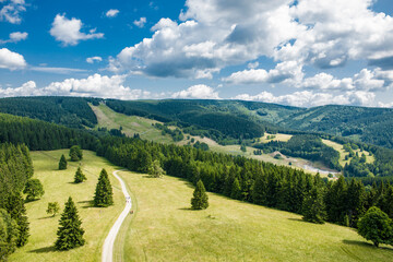 The Sudetes landscape seen from the Dalimilova rozhledna observation tower. Eastern Sudetes.
