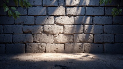 Building a cement block wall construction site perspectives urban environment detailed structure sunlit scene