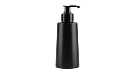 Sleek black dispenser bottle conveying elegance and sophistication on a solid dark background in minimalist style.