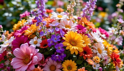 Colorful Floral Arrangement Bright Garden Scene