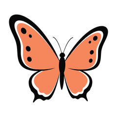 Vibrant orange butterfly illustration on white background for design