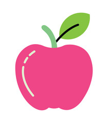 Colorful apple icon vector illustration,Simple pink apple with leaf in flat design