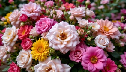 Vibrant Floral Bouquet with Elegant Garden Setting