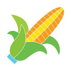 Corn on the cob icon vector illustration,Simple corn symbol in flat design