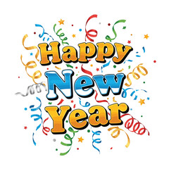Fototapeta premium Happy New Year celebration with confetti and streamers