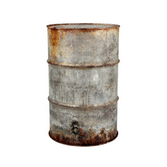 Fototapeta premium Rusty metal barrel isolated on transparent background