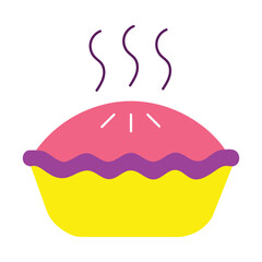 Freshly baked dessert for Thanksgiving in flat design,Hot pie icon vector illustration