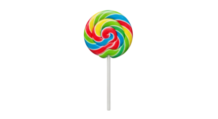 Rainbow Swirl Lollipop: A close-up shot of a vibrant, colorful lollipop, offering a delightful swirl of sweet flavors and playful charm, perfect for indulging a sweet tooth.