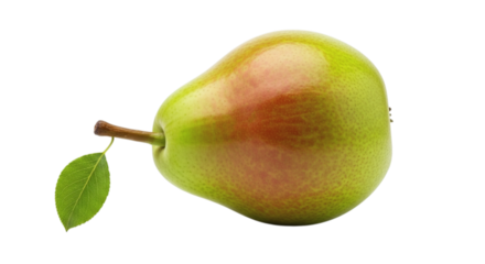 Isolated Bartlett Pear with Leaf Detail for Delicious Fruit Juices and Refreshing Summer Dessert Ideas