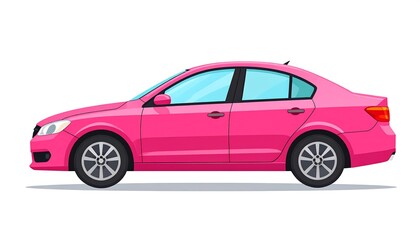 Side view of a vibrant pink car