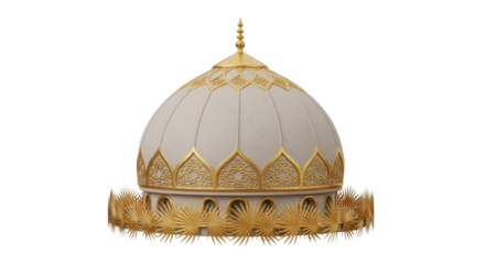 Ornate dome with golden accents and intricate detailing, isolated on a white background.