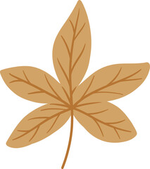 Minimalist Brown Autumn Leaf Illustration. Simple vector graphic of fall foliage, seasonal design element.