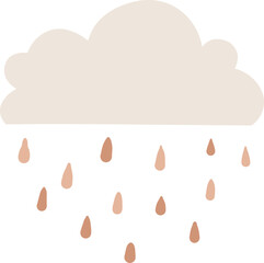 Minimalist Boho Rain Cloud Illustration. Simple Neutral Toned Graphic Element for Weather, Nature, or Nursery Decor