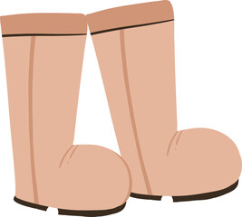 Illustrated Pair of Beige Boots. Generic Work and Outdoor Footwear Vector Art.
