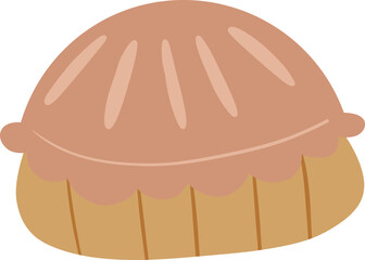 Simple Baked Pie or Tart Illustration. Sweet Dessert Graphic with Fluted Crust. Flat Design Pastry Icon for Food Concepts.