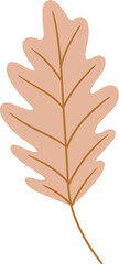 Minimalist Autumn Oak Leaf Illustration. Earthy Brown Fall Foliage Graphic Element.