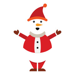 happy snowman with santa hat vector
