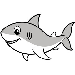 Happy cartoon shark illustration