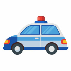Cartoon police car with red siren light