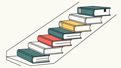 Books stacked like stairs symbolizing learning and knowledge progression