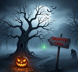 halloween night scene