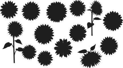 Silhouette, sunflower, floral, botanical, nature, blossom, bloom, petal, stem, leaf, garden, summer, wildflower, decorative, plant, agriculture, meadow, countryside, ornamental, design
