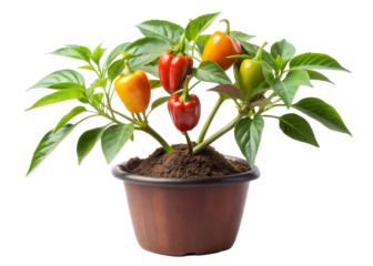 plant with green and red capsicum png image on transparent background