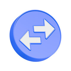 A stylized blue arrow icon pointing in a specific direction sync symbol 3d rendering
