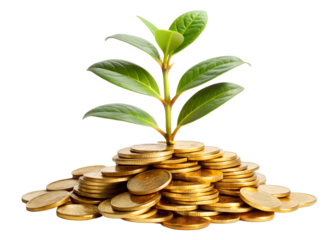 plant with gold coins png image on transparent background