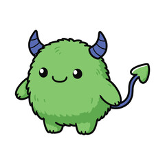 cute green monster vector 