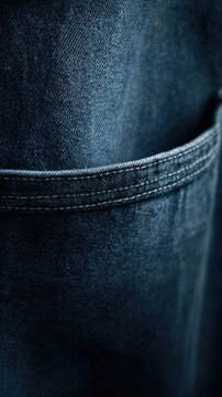 Denim jeans pocket with stitched detail in close up view