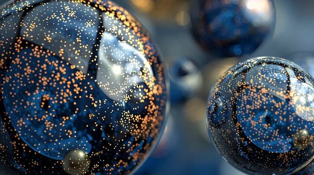 Elegant abstract spheres floating gracefully in soft light, creating a sense of balance, motion, and sophistication in a minimal, modern composition.
