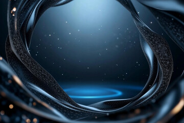 Fractal smoke curls gracefully around a dark blue core in an ethereal, dreamlike setting