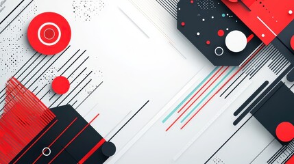 Obraz premium Abstract Geometric Design with Red, Black, and White Elements