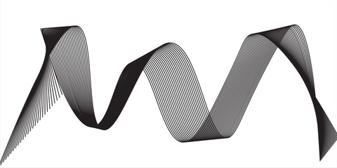 Simple black wave lines on white background. Dynamic wave pattern abstract simple