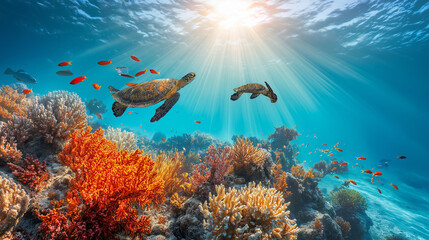 Fototapeta premium coral reef and fishes