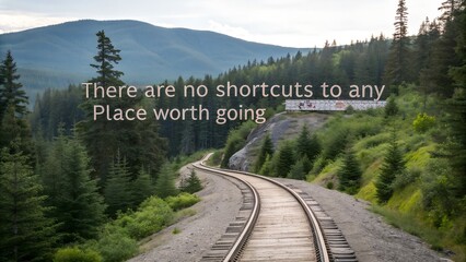 Inspirational Quote on a Scenic Mountain Railway Journey.