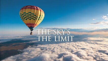 Inspirational Quote The Skys The Limit with Hot Air Balloon.
