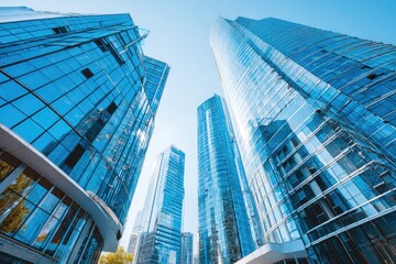 Low-angle view of modern skyscrapers