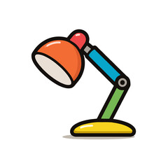 A colorful desk lamp is on a transparent background, isolated on transparent background removed background