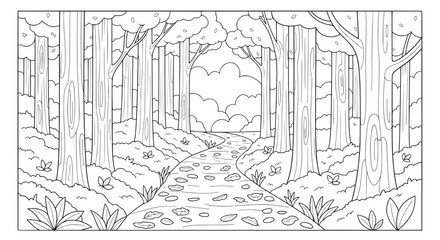 Obraz premium Tall trees and stream in a forest scene with transparent background