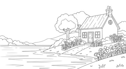 Obraz premium Countryside house with transparent background