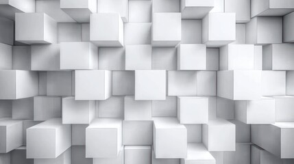 Three-dimensional pattern of white cubes arranged in a geometric, staggered grid creating depth and abstraction