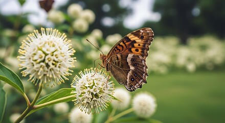 Obraz premium Butterfly on White Flower - A Natural Beauty.