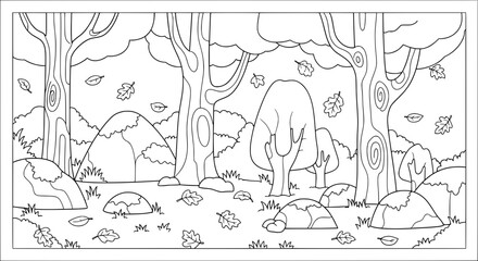 Obraz premium Seamless pattern of trees and leaves with transparent background