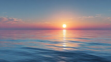 Obraz premium A serene sunset over calm waters, with vibrant colors reflecting on the surface, creating a tranquil and picturesque scene.