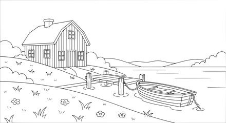 Obraz premium House by the lake with transparent background